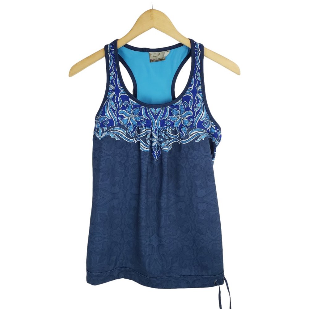 Athleta Blue Boho Racerback Workout Built-in-bra Tank Medium
